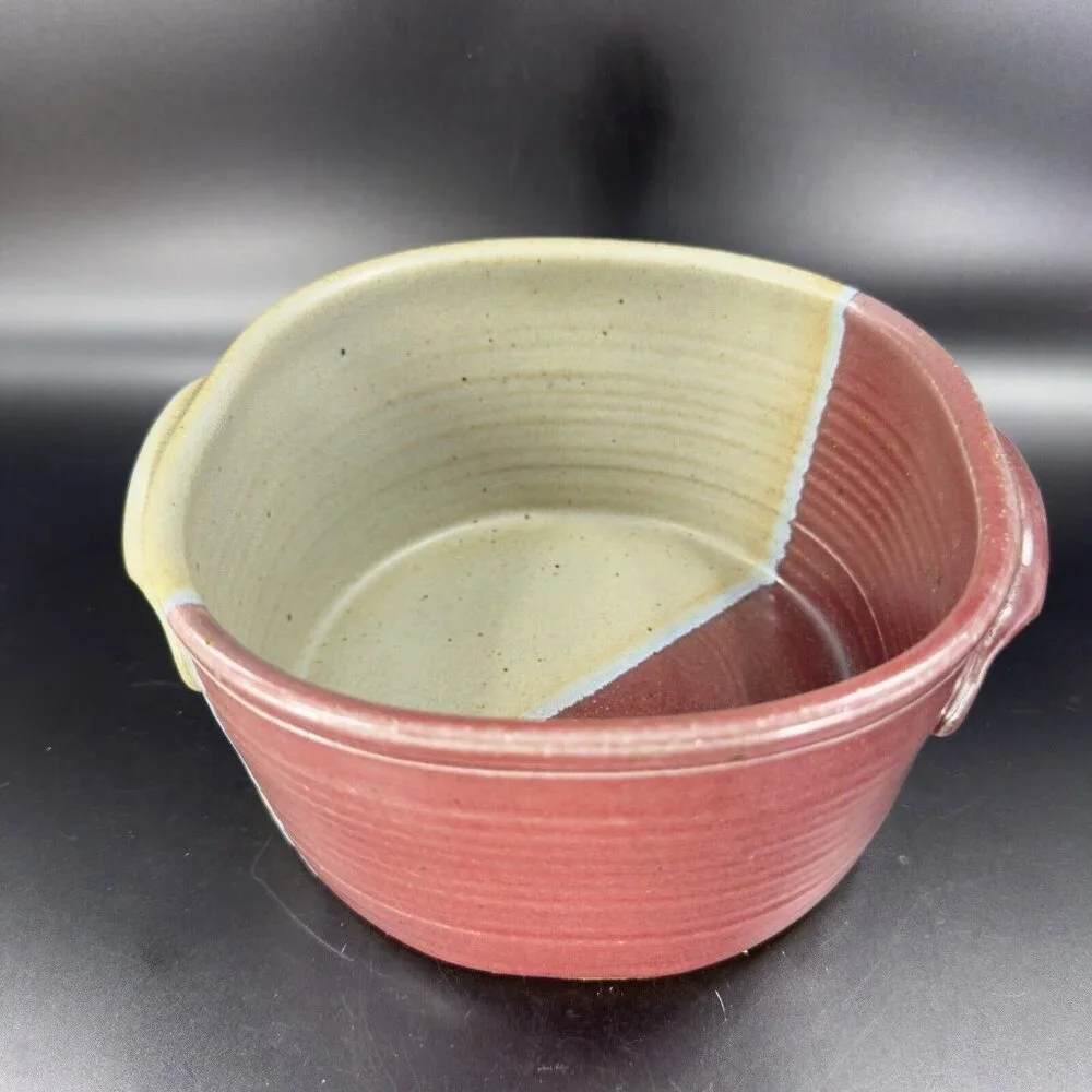 Hand Made Studio Art Pottery Bowl Dish With Handles Signed B‎ Creek Planter Pot